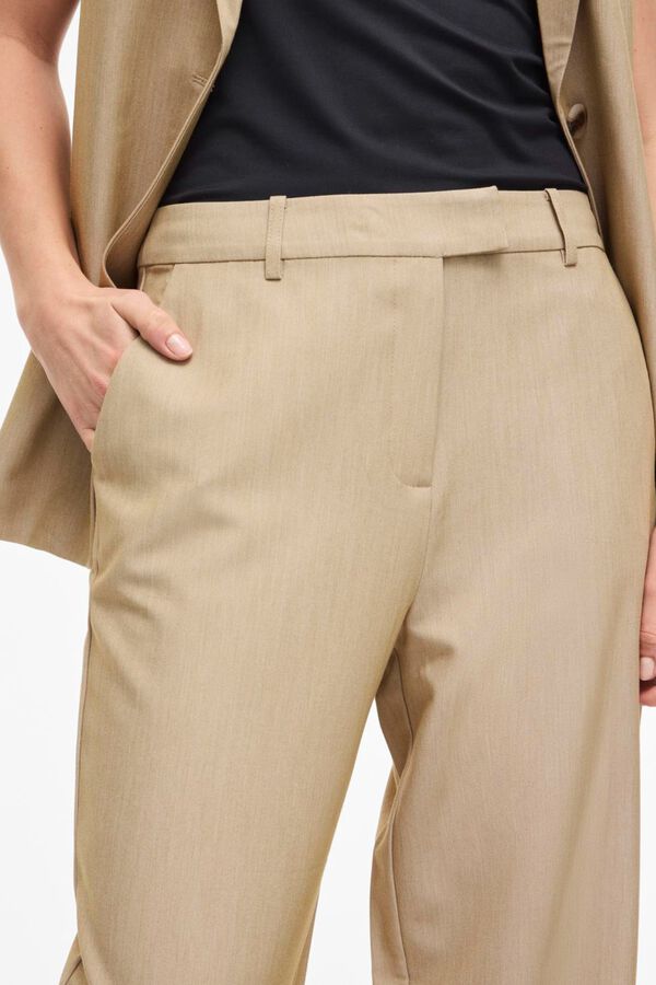 Vila Pantal&oacute;n de vestir largo con viscosa Beige