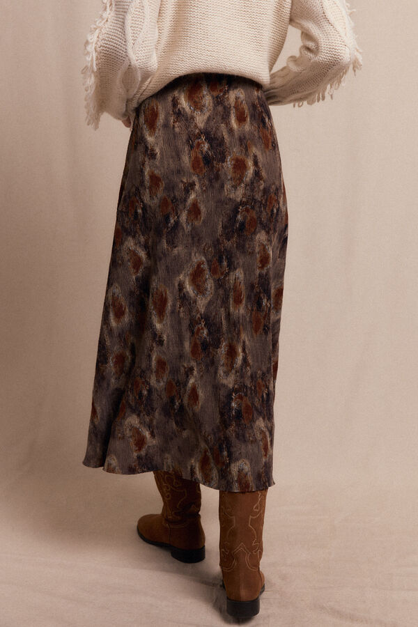 Slowlove Falda midi estampada Estampado marrón