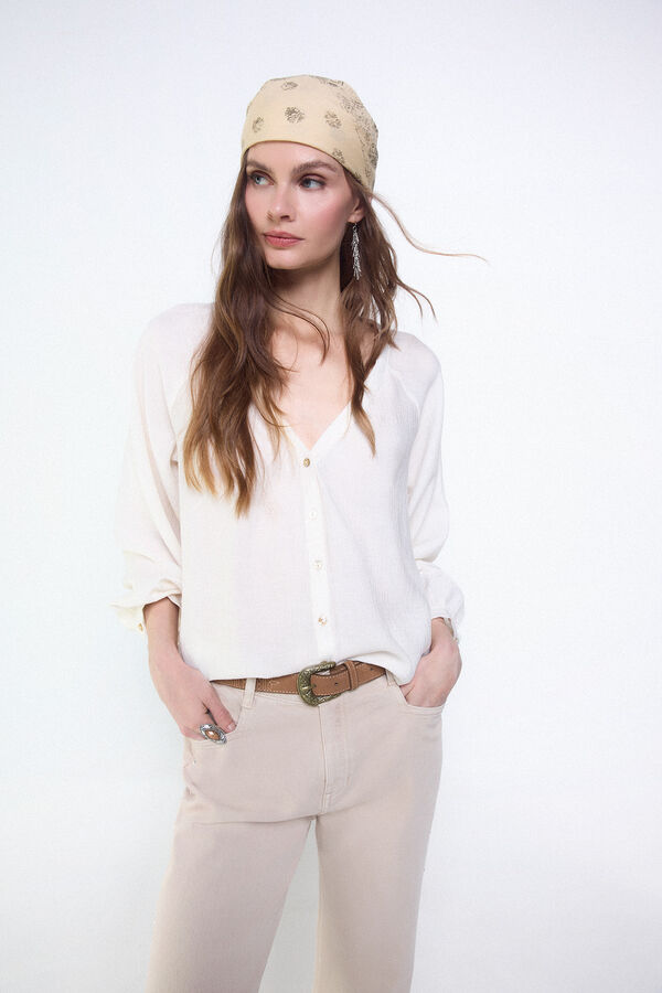 Slowlove Blusa plisada fluida Blanco