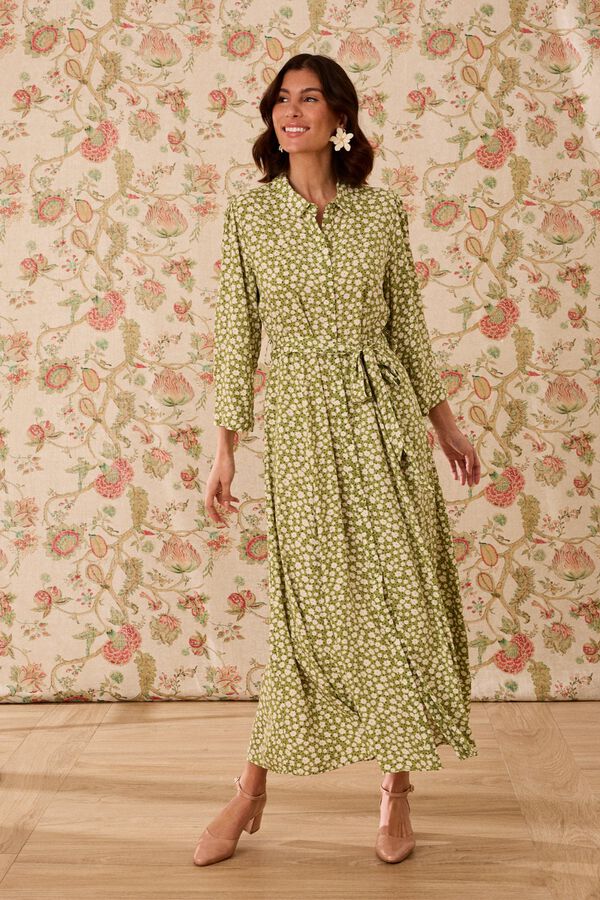 Pol&iacute;n Et Moi Vestido largo Marian Estampado verde