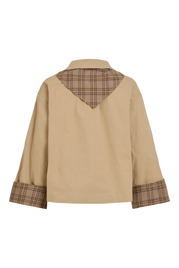 Vila Chaqueta corta con pa&ntilde;uelo de cuadros Marr&oacute;n