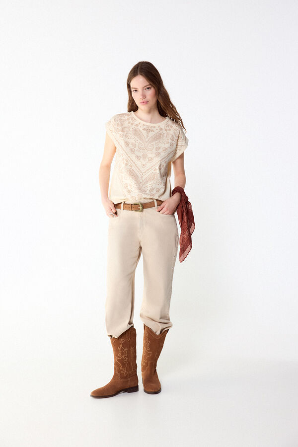 Slowlove Camiseta estampado bandana Marfil