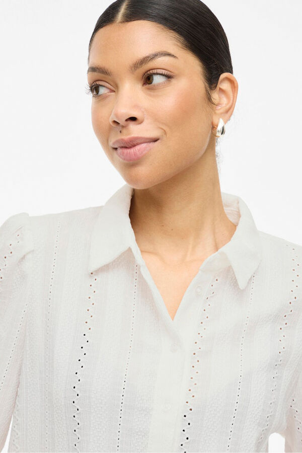 Vila Camisa manga larga con bordado ingl&eacute;s Blanco