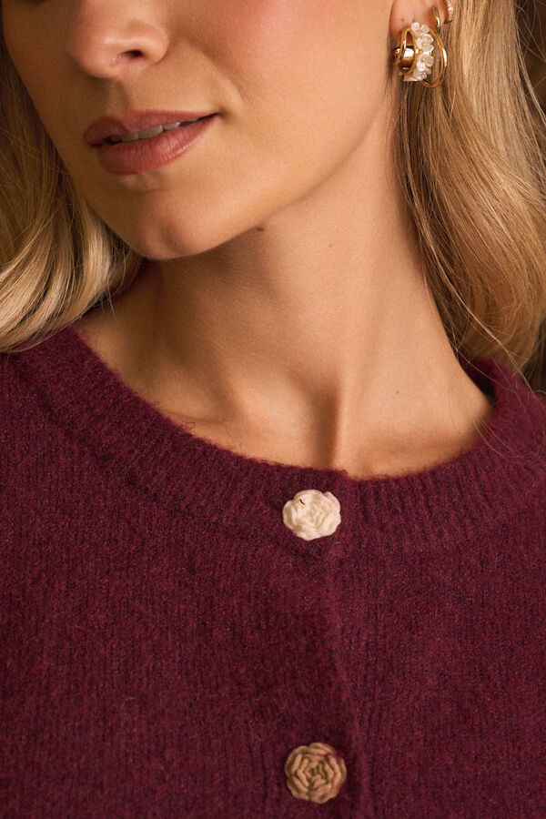 Pol&iacute;n Et Moi Cardigan botones Mercedes Vino