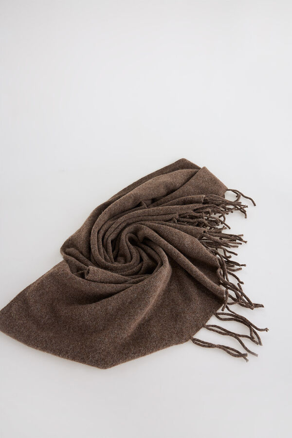 Slowlove Chal grueso flecos Marrón