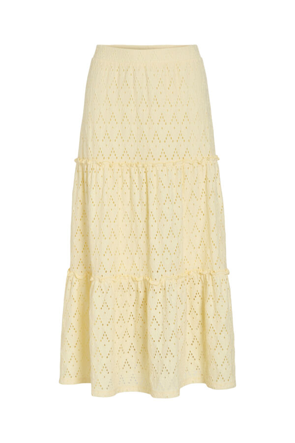 Vila Falda midi con calados de algod&oacute;n Amarillo