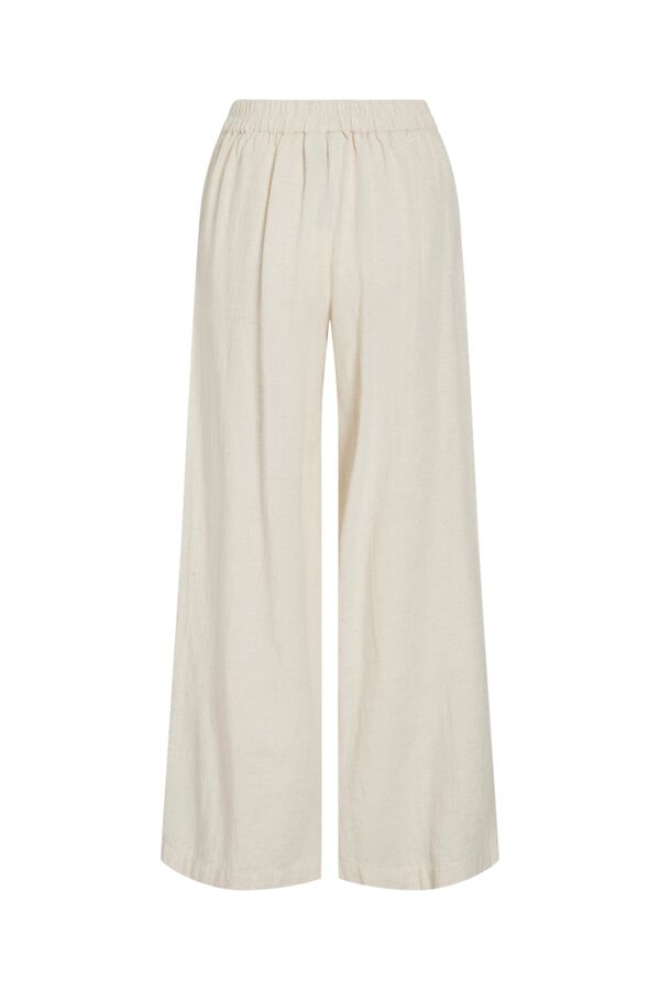 Vila Pantal&oacute;n largo de lino con bordados Beige