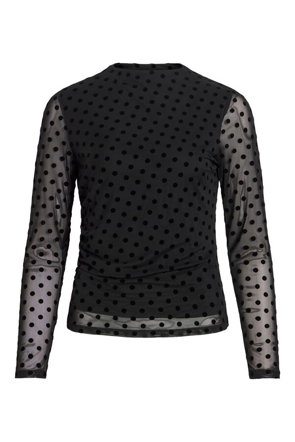 Vila Top cuello redondo manga larga Negro