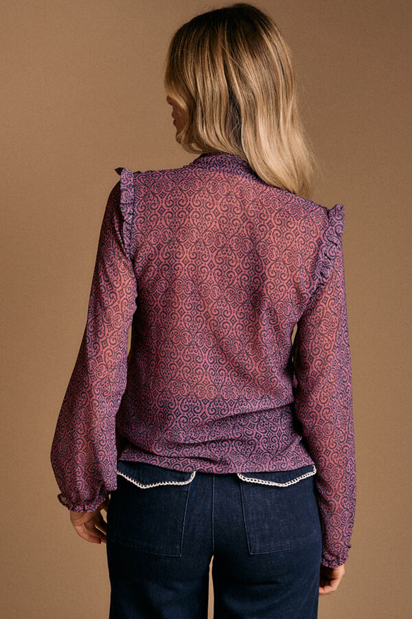 Pol&iacute;n Et Moi Camisa estampada volantes Idalia Rosa