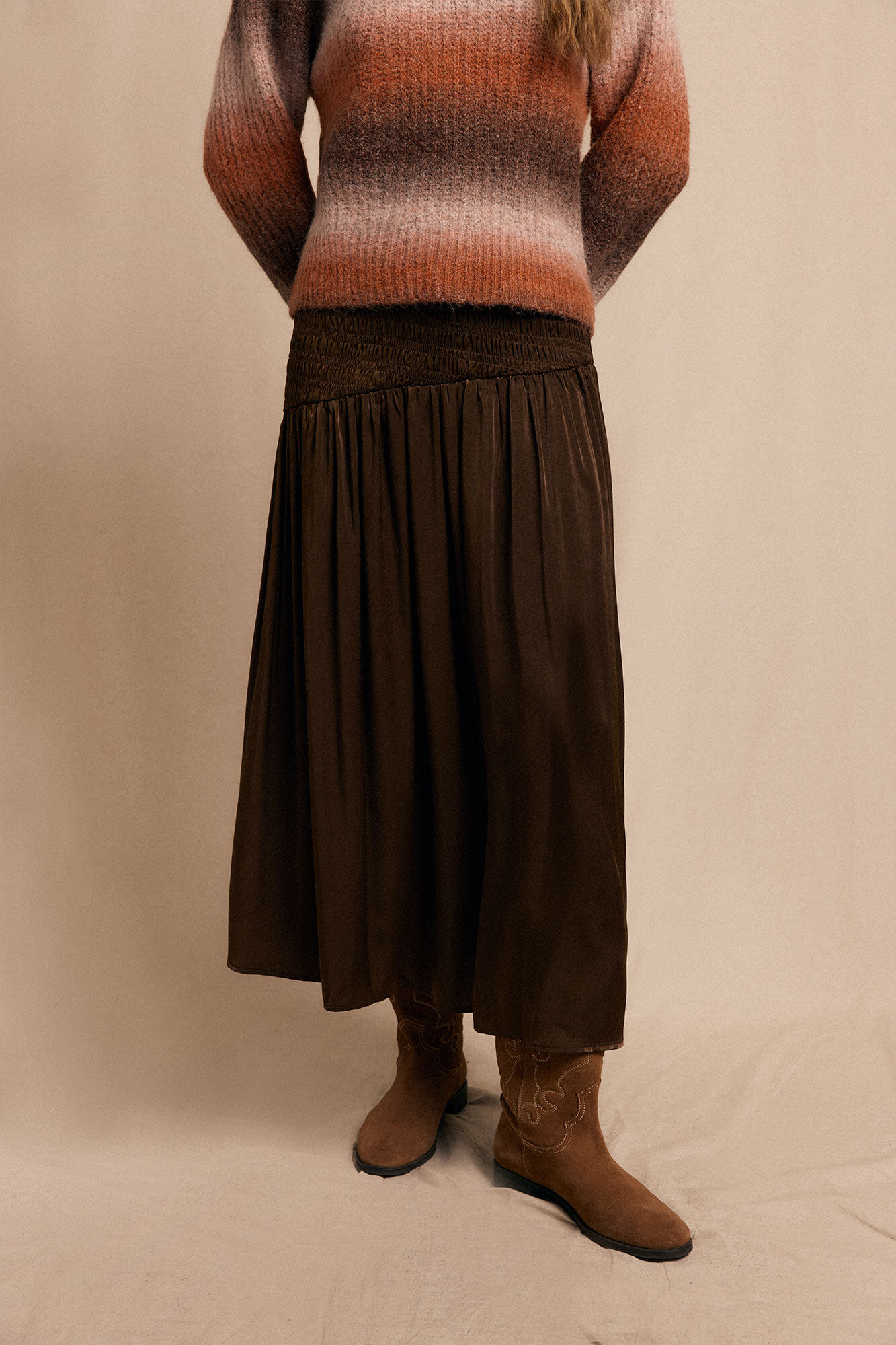 Slowlove Falda midi satinada