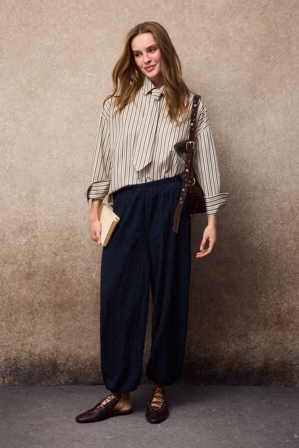 Slowlove Camisa rayas corbata Estampado blanco