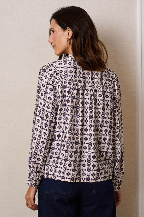 Pol&iacute;n Et Moi Camisa geom&eacute;trica Lila Estampado blanco