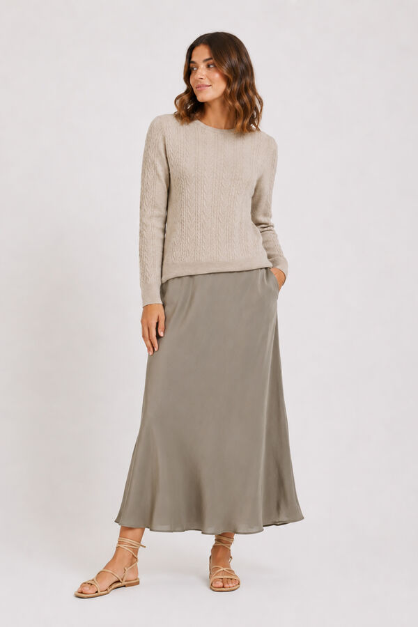 Vila Jersey de punto con detalle trenzado Beige
