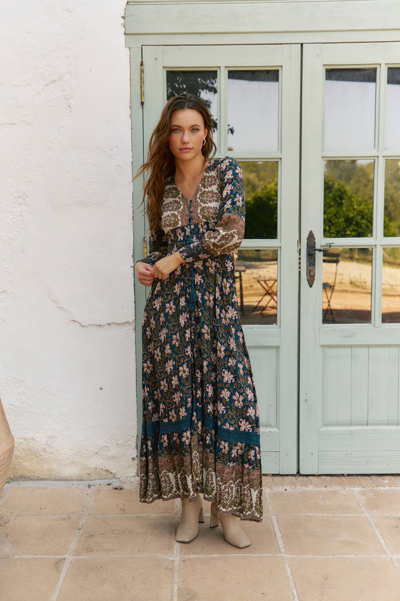 Jaase Vestido largo Sabrina estampado monarch