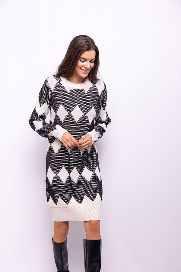 Object Vestido punto estampado Blanco