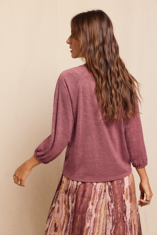 Slowlove Camiseta manga globo efecto r&uacute;stico Rosa