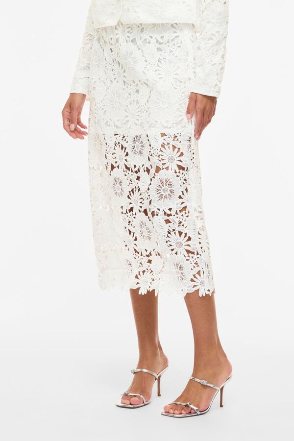 Vila Falda midi con encaje Blanco