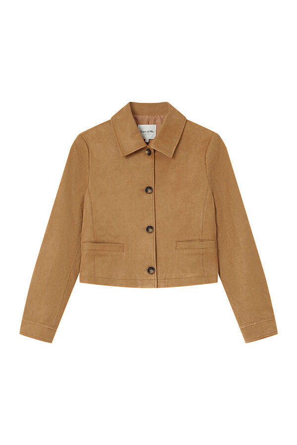 Grace & Mila Chaqueta corta de ante sint&eacute;tico Beige