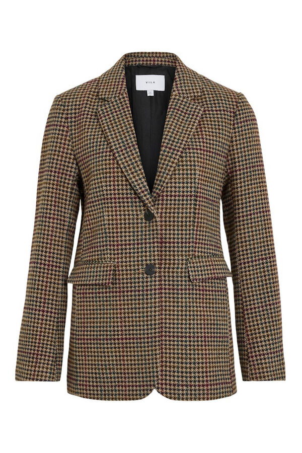 Vila Americana blazer de cuadros Marr&oacute;n