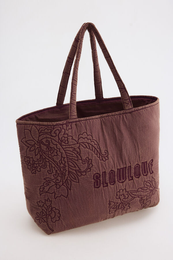 Slowlove EMBROIDERY WASHED SHOPPER Vino