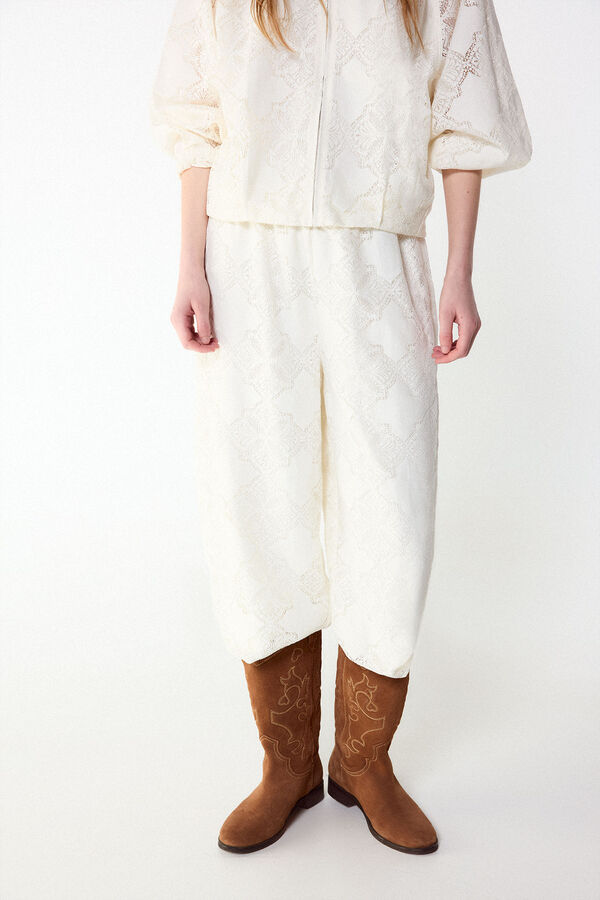 Slowlove Pantal&oacute;n bombacho lace Marfil