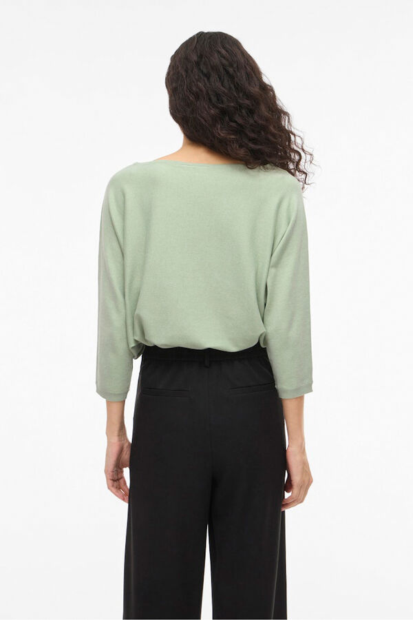 Vila Jersey fino cuello barco Kaki