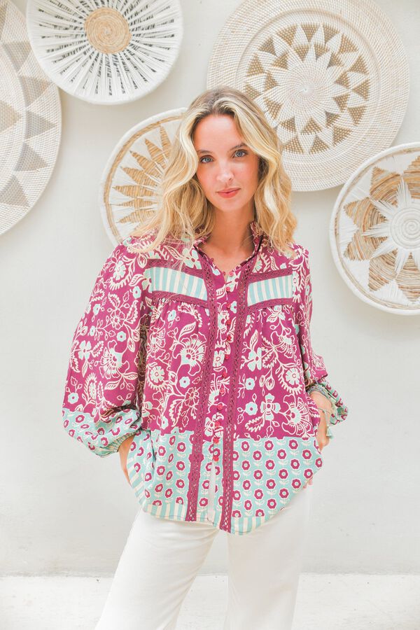 Jaase Blusa estampado floral Fucsia