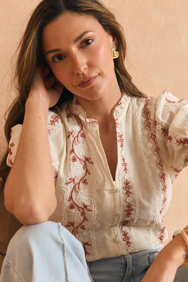 Pol&iacute;n Et Moi Blusa bordados Harper Estampado blanco