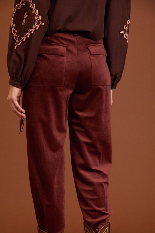 Meisie Pantalones de pana plisados Granate