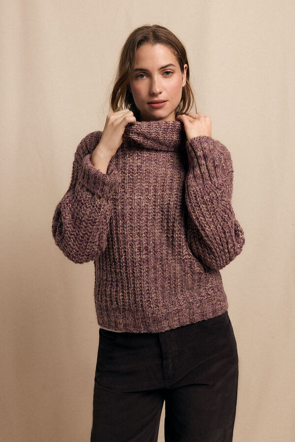 Slowlove Jersey cuello vuelto bicolor Lila