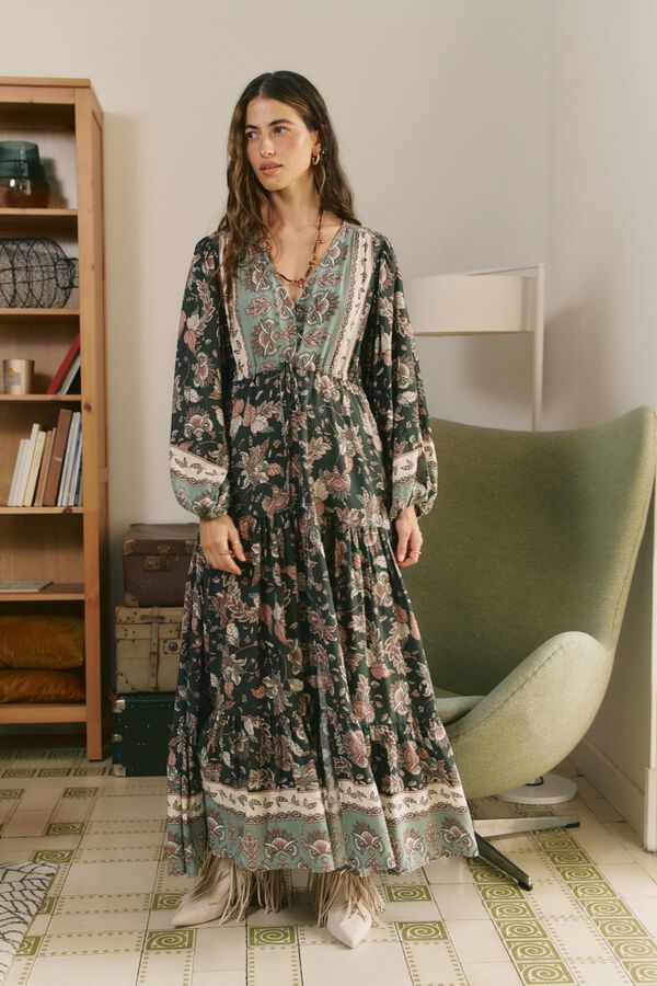 Jaase Vestido maxi Teresa Estampado verde