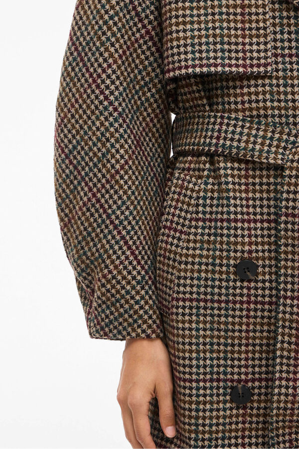 Vila Abrigo largo de lana con cuadros Marr&oacute;n