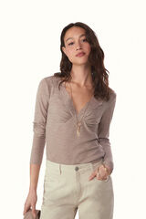 Slowlove Top estrucutura detalle blonda Marr&oacute;n