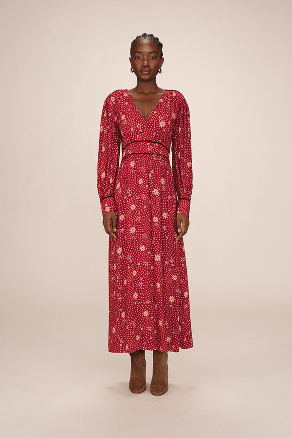 Grace & Mila Vestido largo con escote en pico Estampado rojo