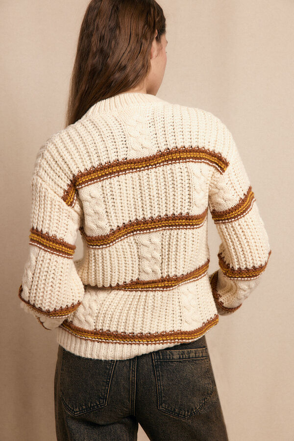 Slowlove Jersey punto perlado rayas Marfil