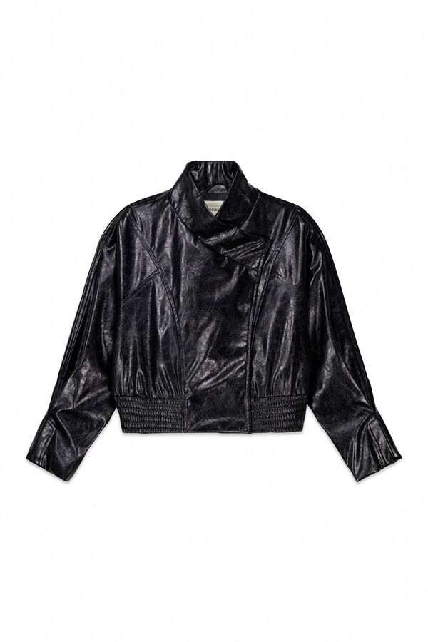 Slowlove Cazadora efecto piel brillo Negro