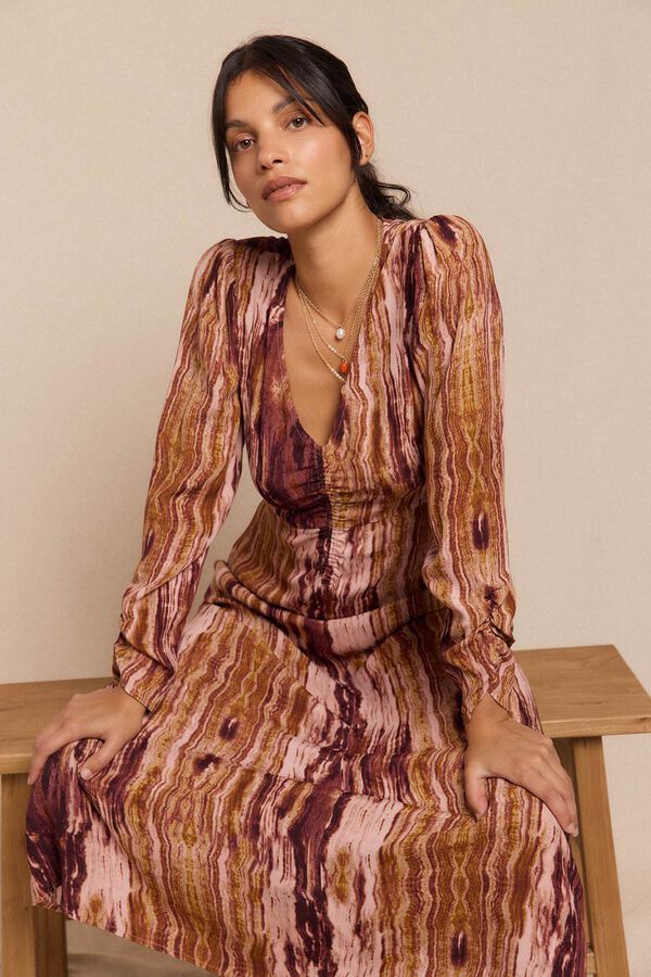 Slowlove Vestido Frunce estampado Multicolor