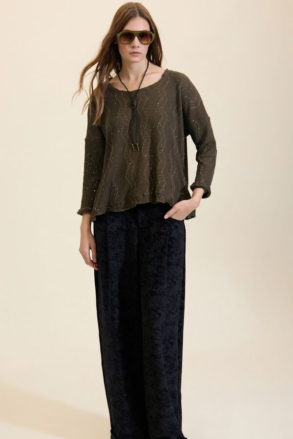 Meisie Pantalones holgados de terciopelo Negro