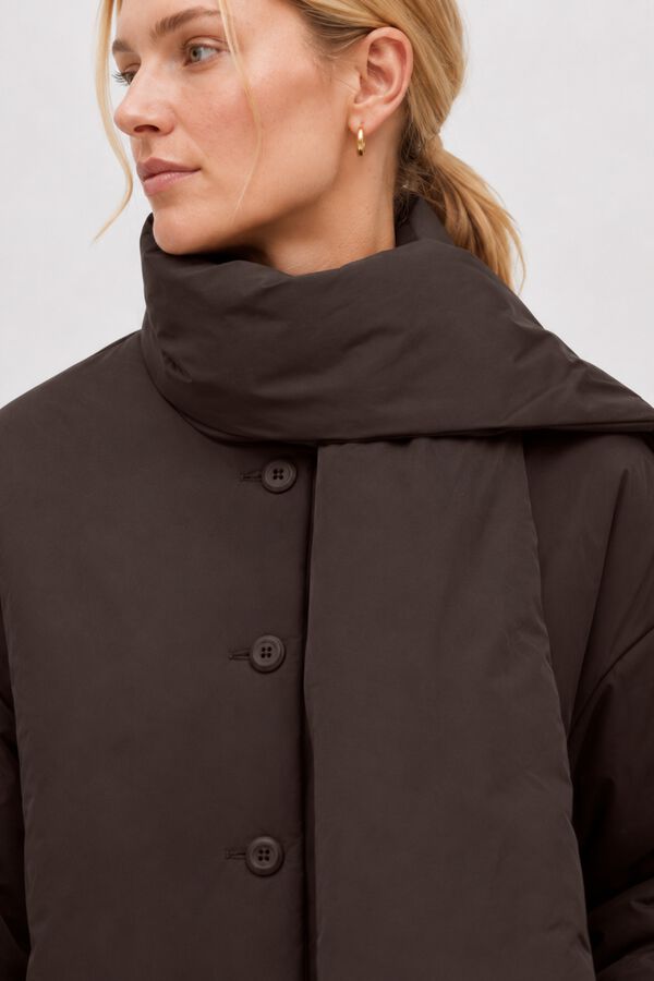 Object Chaqueta acolchada bufanda Marr&oacute;n oscuro