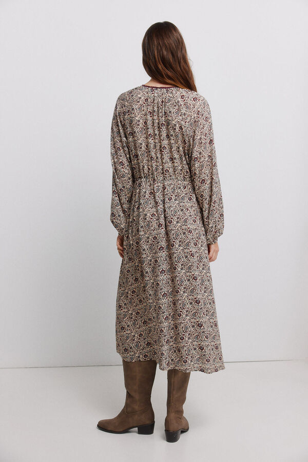 Vila Vestido midi estampado cachemir Estampado beige