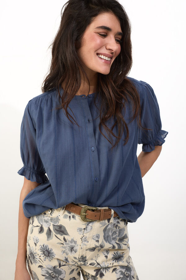 Slowlove Blusa dobby fluido Azul