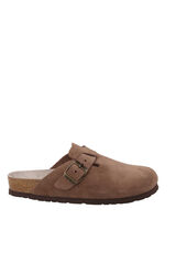 Genuins Zueco piel hebilla ajustable Marr&oacute;n