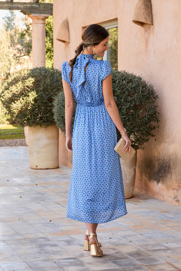 Pol&iacute;n Et Moi Vestido cuello Paola Estampado turquesa