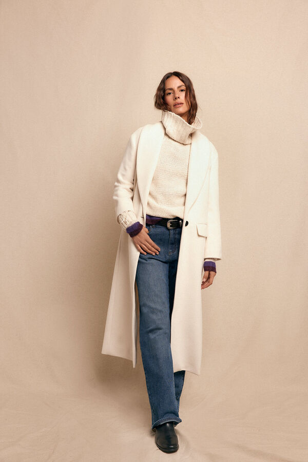 Slowlove Abrigo largo con cuello esmoquín Marfil