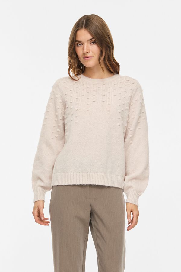 Vila Jersey de punto con textura bobble Beige