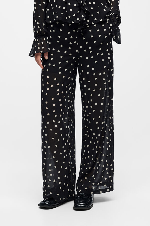 Object Pantal&oacute;n gasa estampado Negro