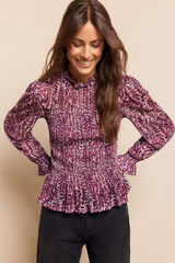 Slowlove Top tul estampado fruncido Multicolor