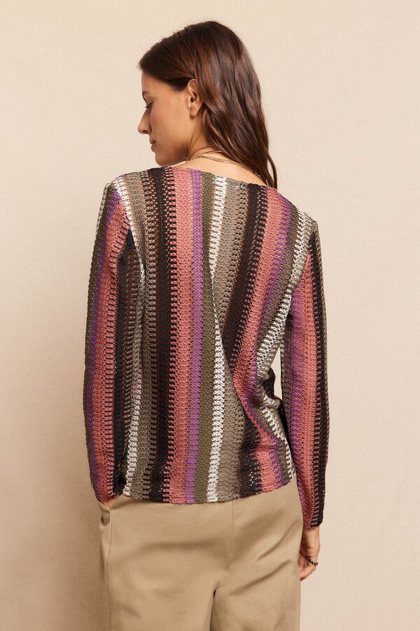 Slowlove Top botones estructura rayas Multicolor