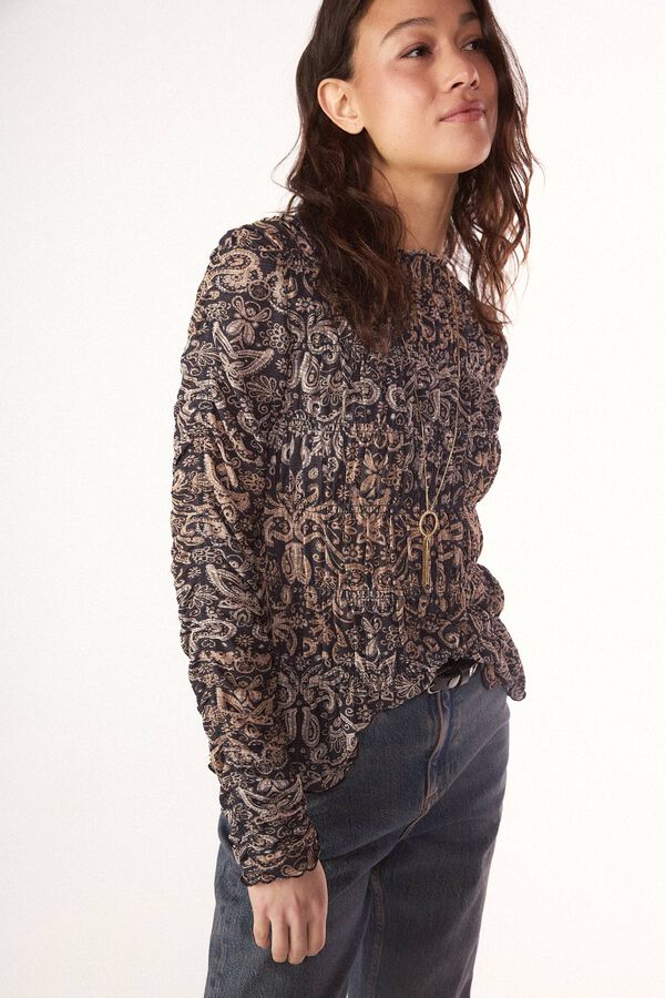 Slowlove Top frunces estampado Estampado gris