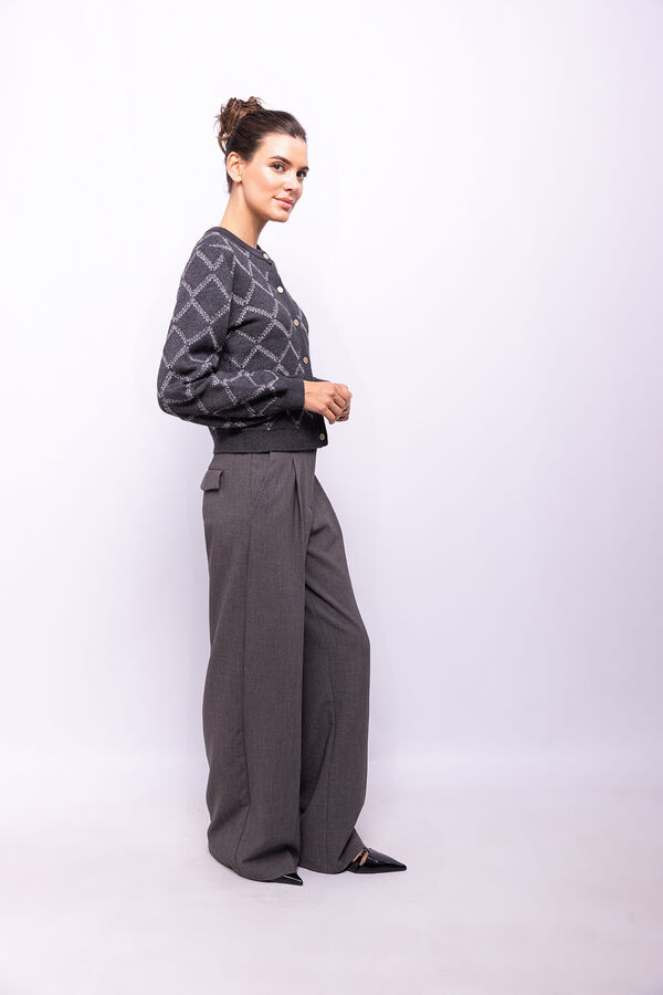 Object Cardigan punto rombos Gris oscuro